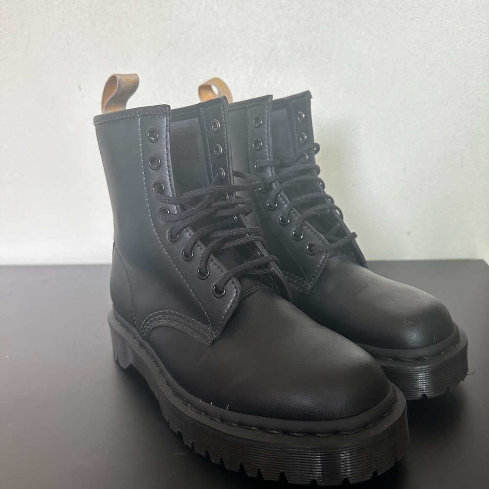 Dr. Martens Black Combat Moto Boots with Chunky Sole